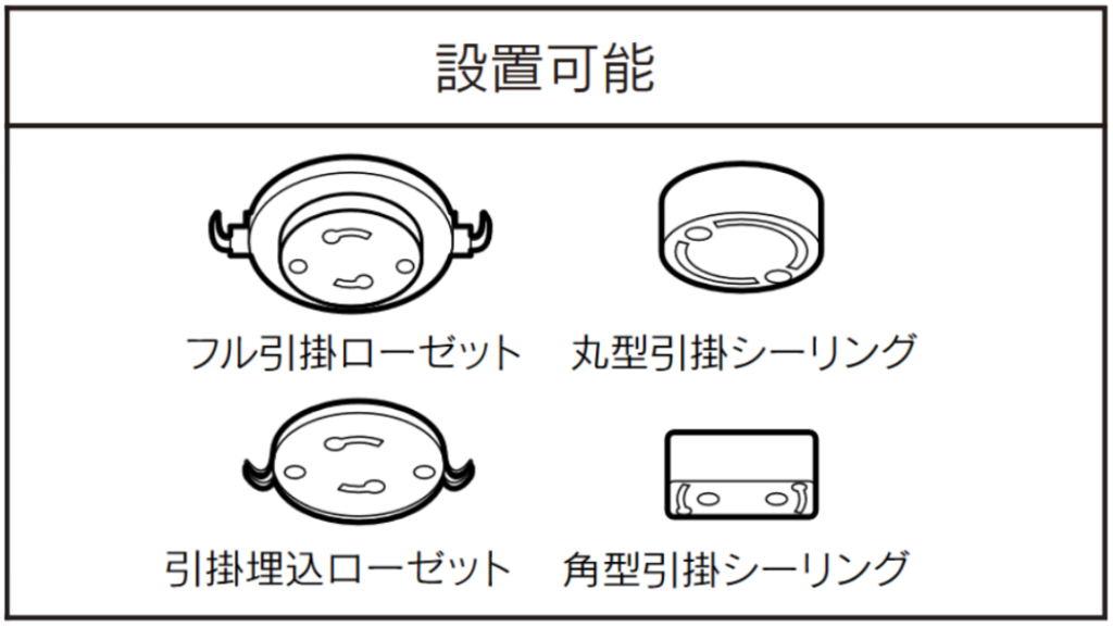 ナスノス標準の受光部LC6100D取り付け可能引掛けシーリングボディ