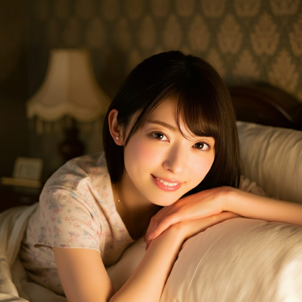 暗い室内の中の女性