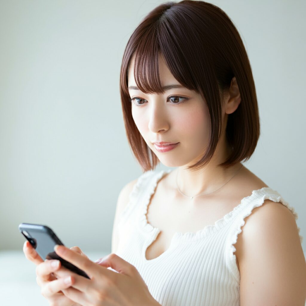 女性が調べ事をしている