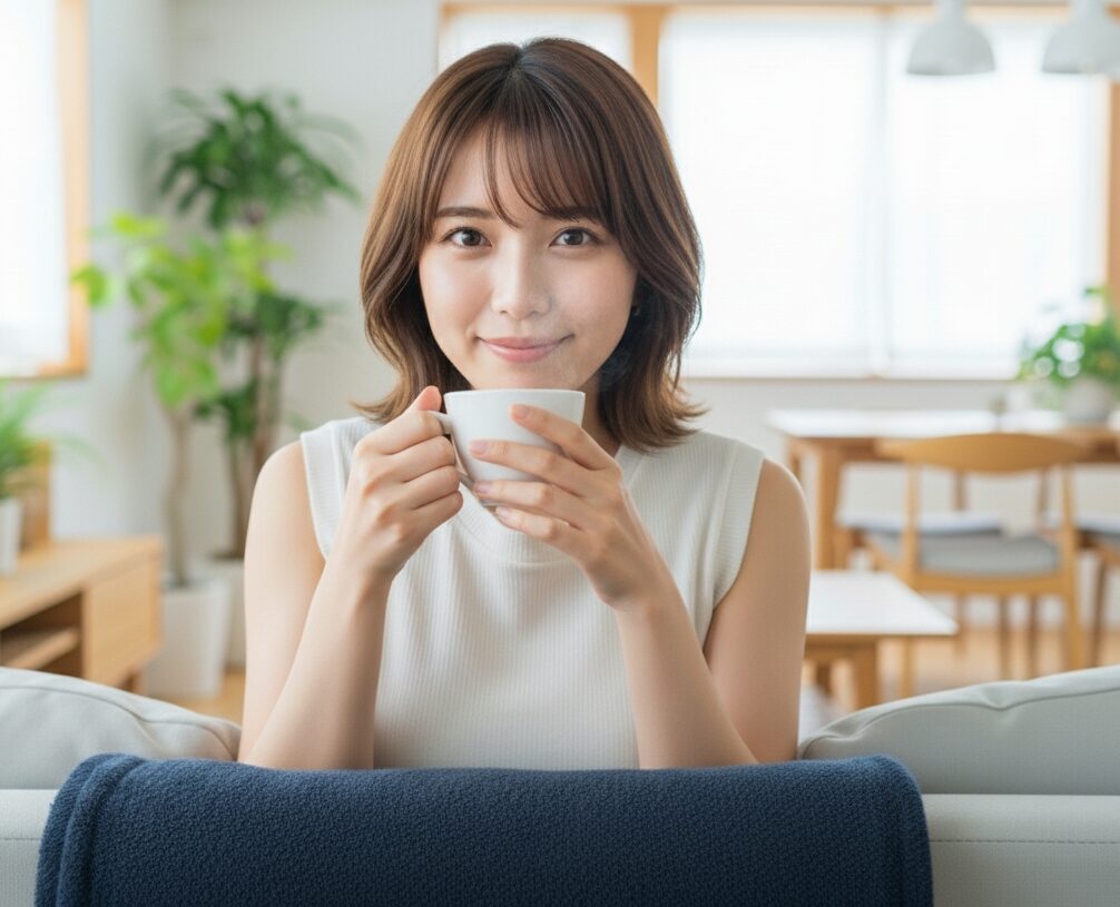 女性がほっとしている