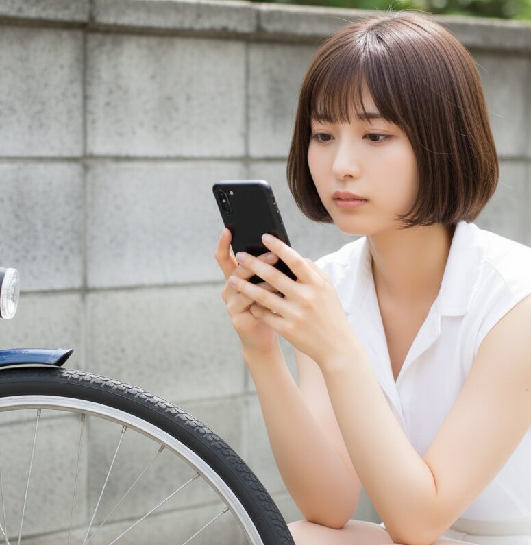女性が調べことをしている