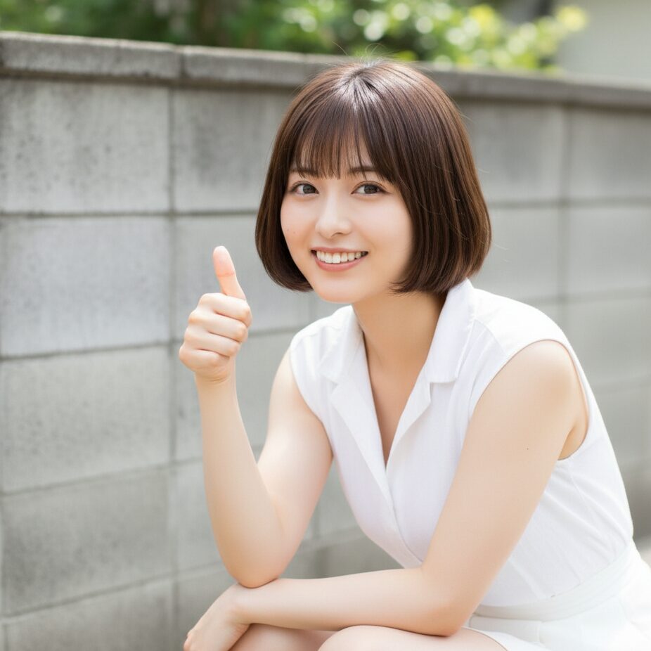 作業が終わって微笑んでいる女性