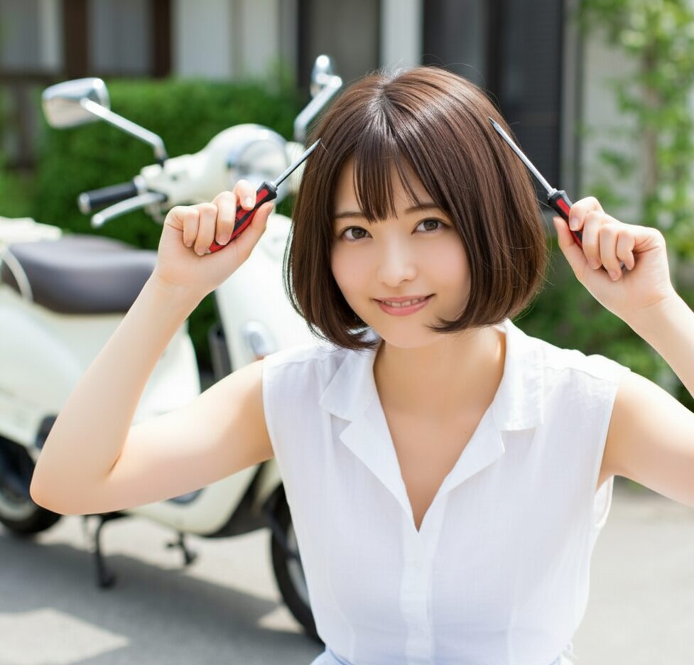 女性が手にドライバーを持っている