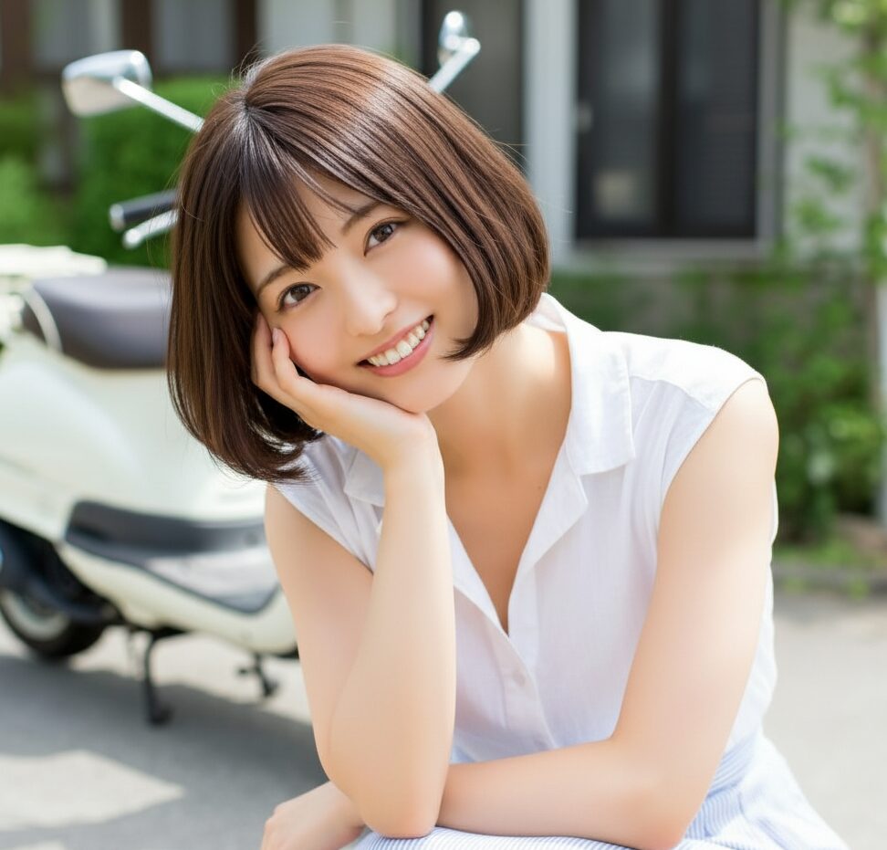 女性が頬杖をついている