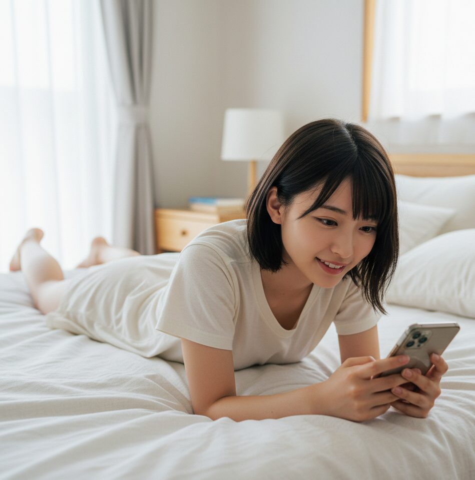 女性が調べ事をしている