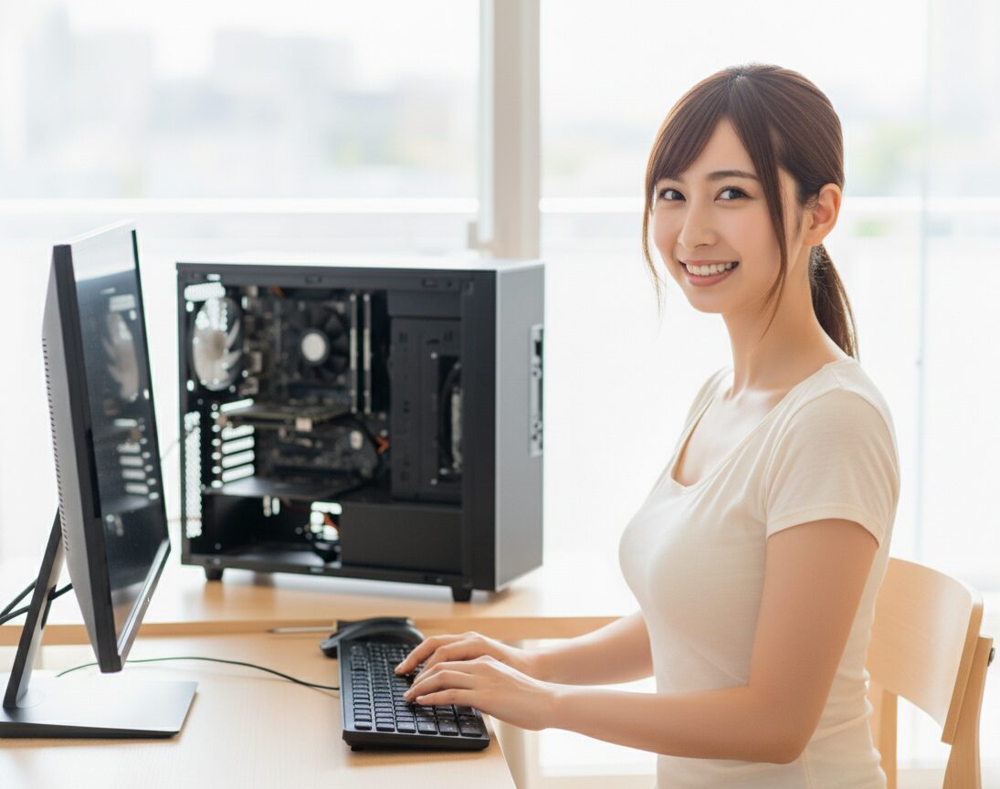 女性がPCで調べ事をしている
