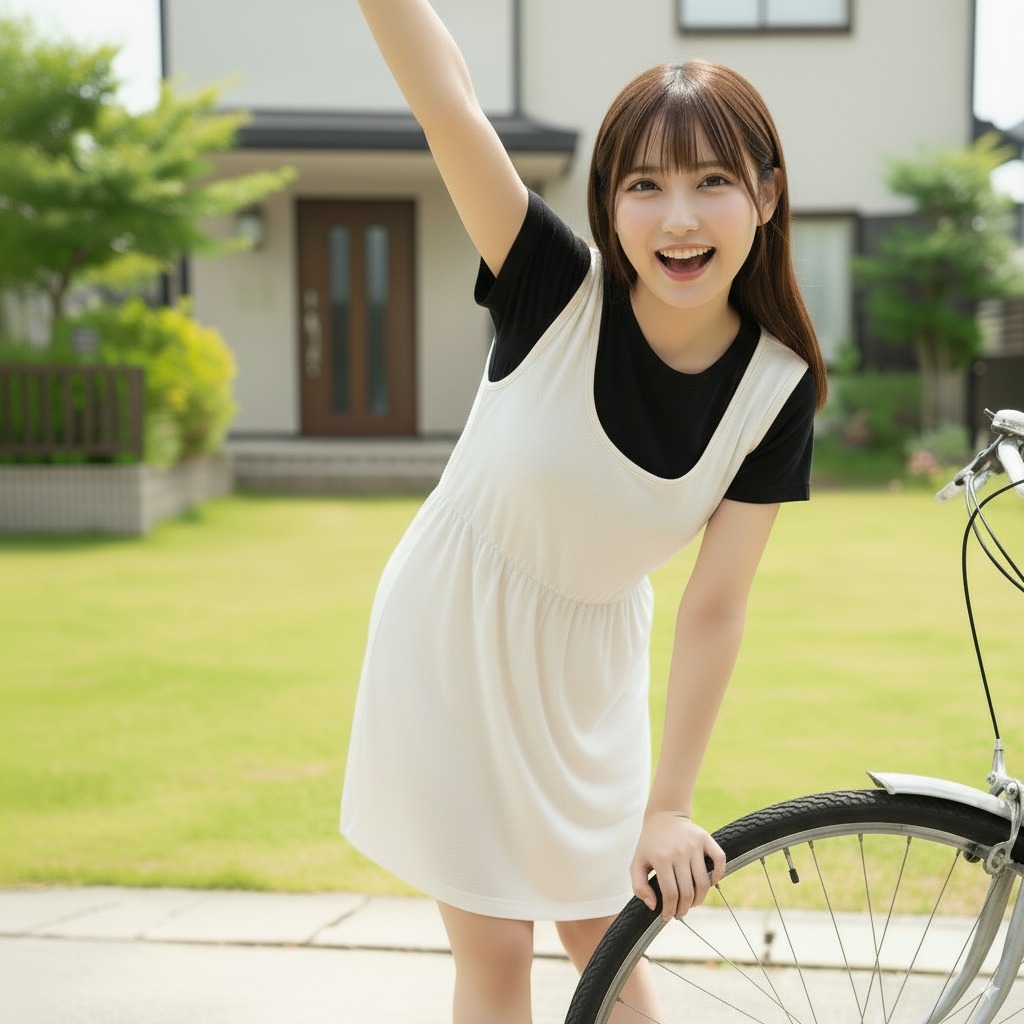 作業完成で喜びの女性