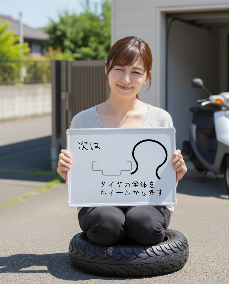 次はタイヤ全体をホイールから外す